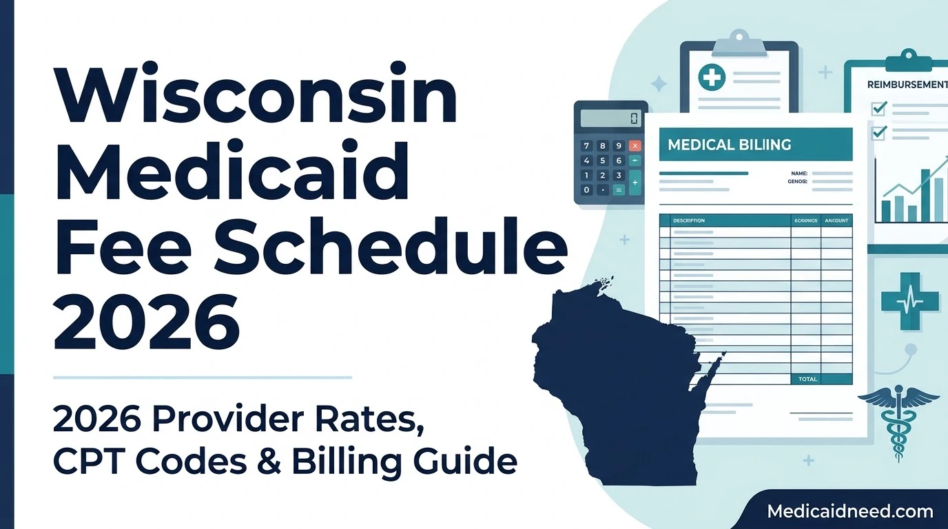 Wisconsin Medicaid Fee Schedule guide featuring provider reimbursement rates, CPT codes, and medical billing process detail.